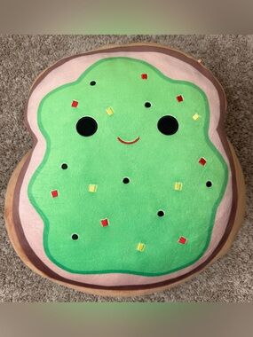 Large 16” Sinclair the Avocado Toast Squishmallow Plush | Kellytoy Food Squad
